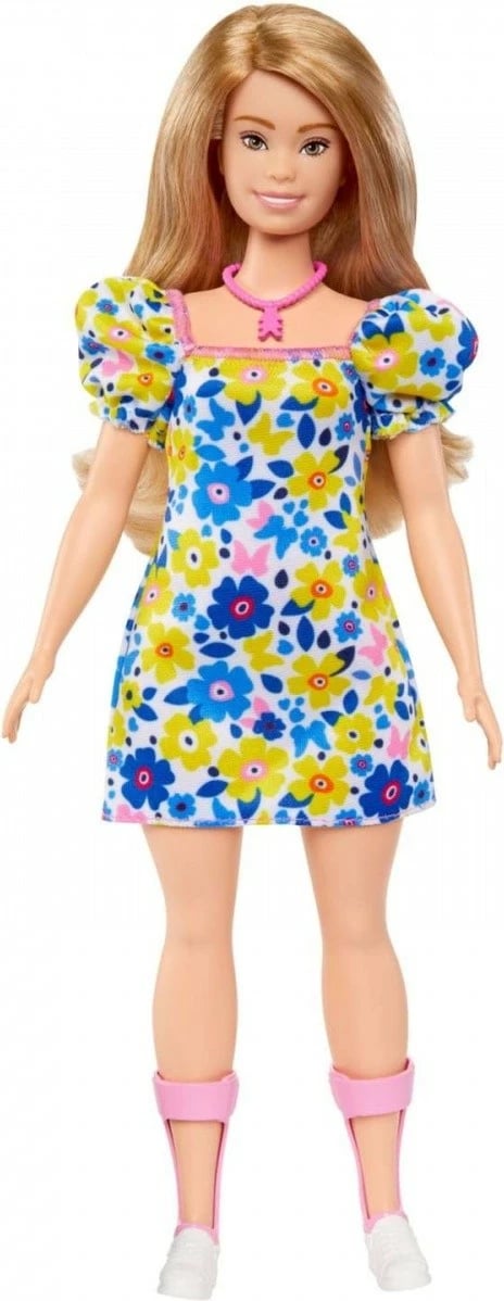 Kukull Barbie Fashionistas Mattel HJT05 me Sindromën Down, fustan me lule, për vajza