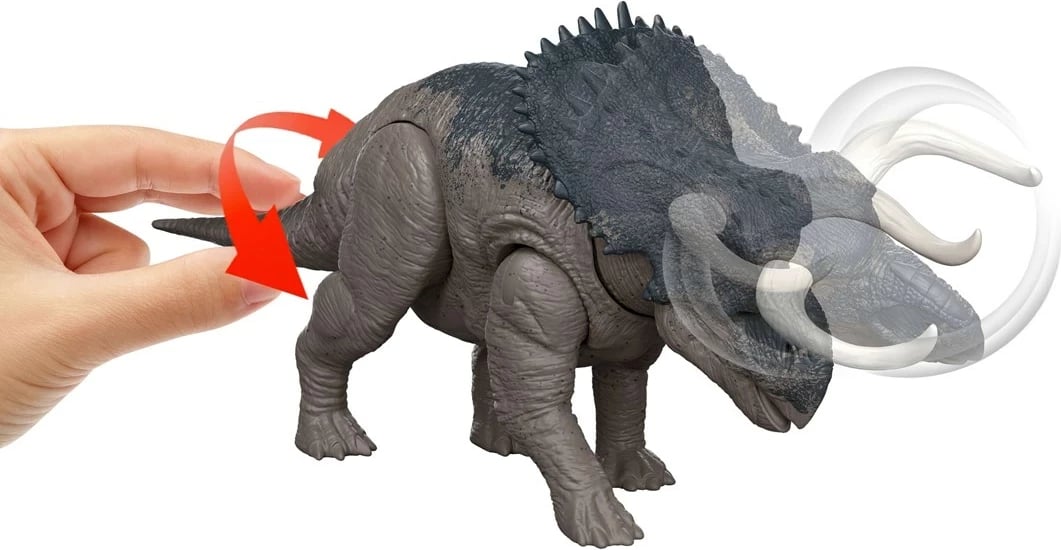 Lodër dinosauri MATTEL Jurassic World Rebirth Wild Roar Nasutoceratops, shumëngjyrëshe