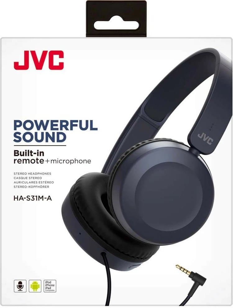 Kufje JVC HA-S31M-A-E, me mikrofon, 3.5 mm, Kaltër