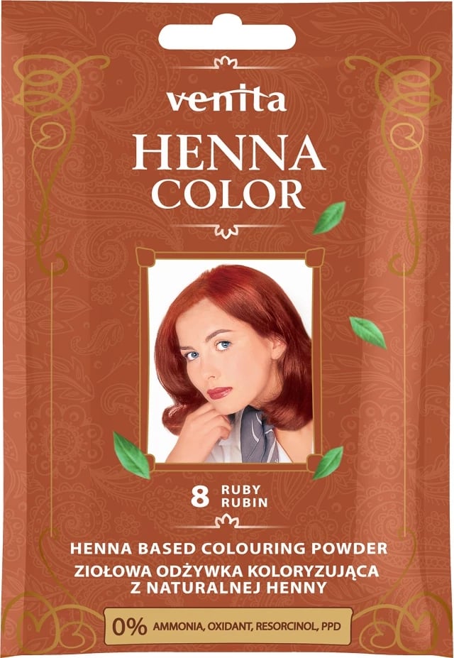 Ngjyrë për flokë Venita Herbal Henna Color Conditioning Dye për femra 8 Rubin 30g