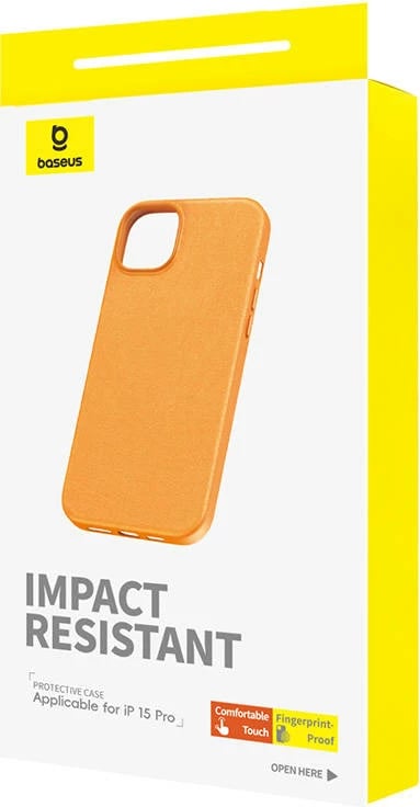 Mbështjellës Baseus Fauxther për iPhone 15 Pro, portokalli