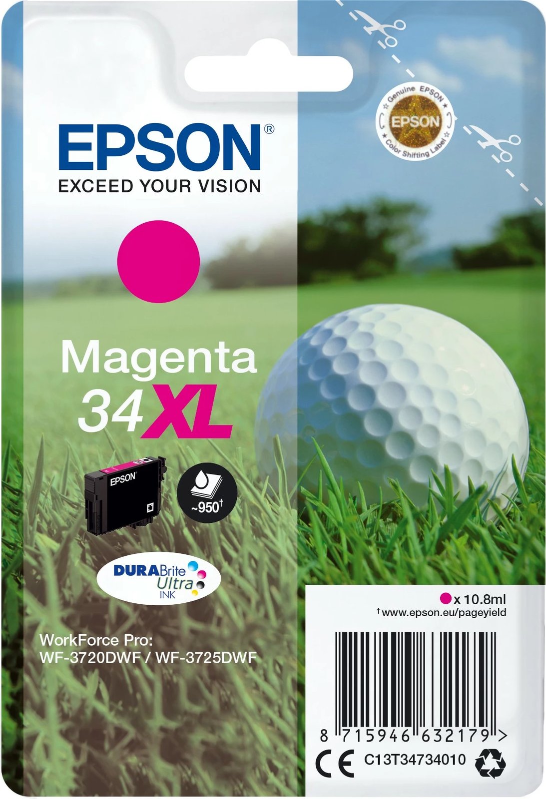 Toner Epson Golf ball Singlepack 34XL Magenta, pigment, 10.8ml, XL
