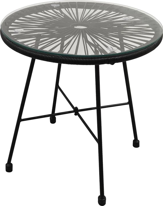 Set Acapulco set prej 3 copash, metal i zi, rattan i zi, xham D50X50cm