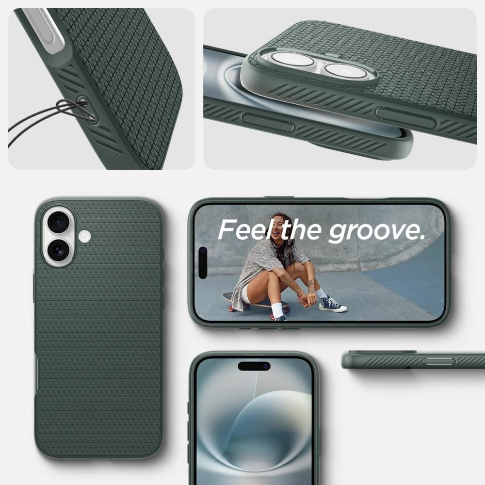 Mbështjellës Spigen Liquid Air për iPhone 16, Gjelbër
