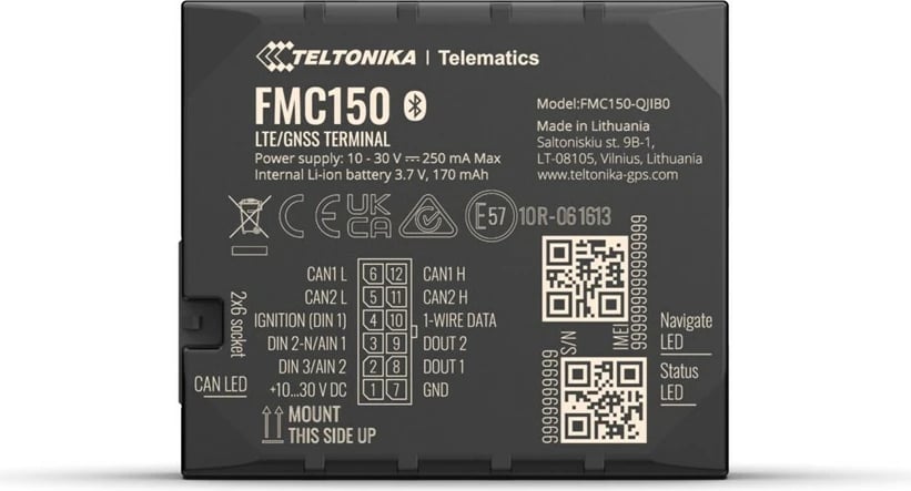 GPS tracker Teltonika FMC150 për vetura, Zi