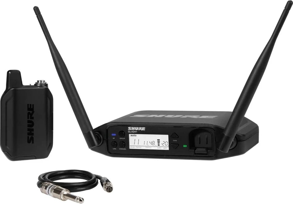 Sistem wireless digjital Shure GLXD14+E-Z4 me bodypack transmitter dhe kabllo për kitarë WA302