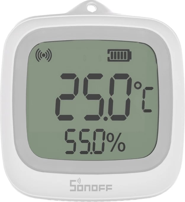 Sensor temperature dhe lagështie Sonoff SNZB-02WD, ZigBee, LCD, i bardhë