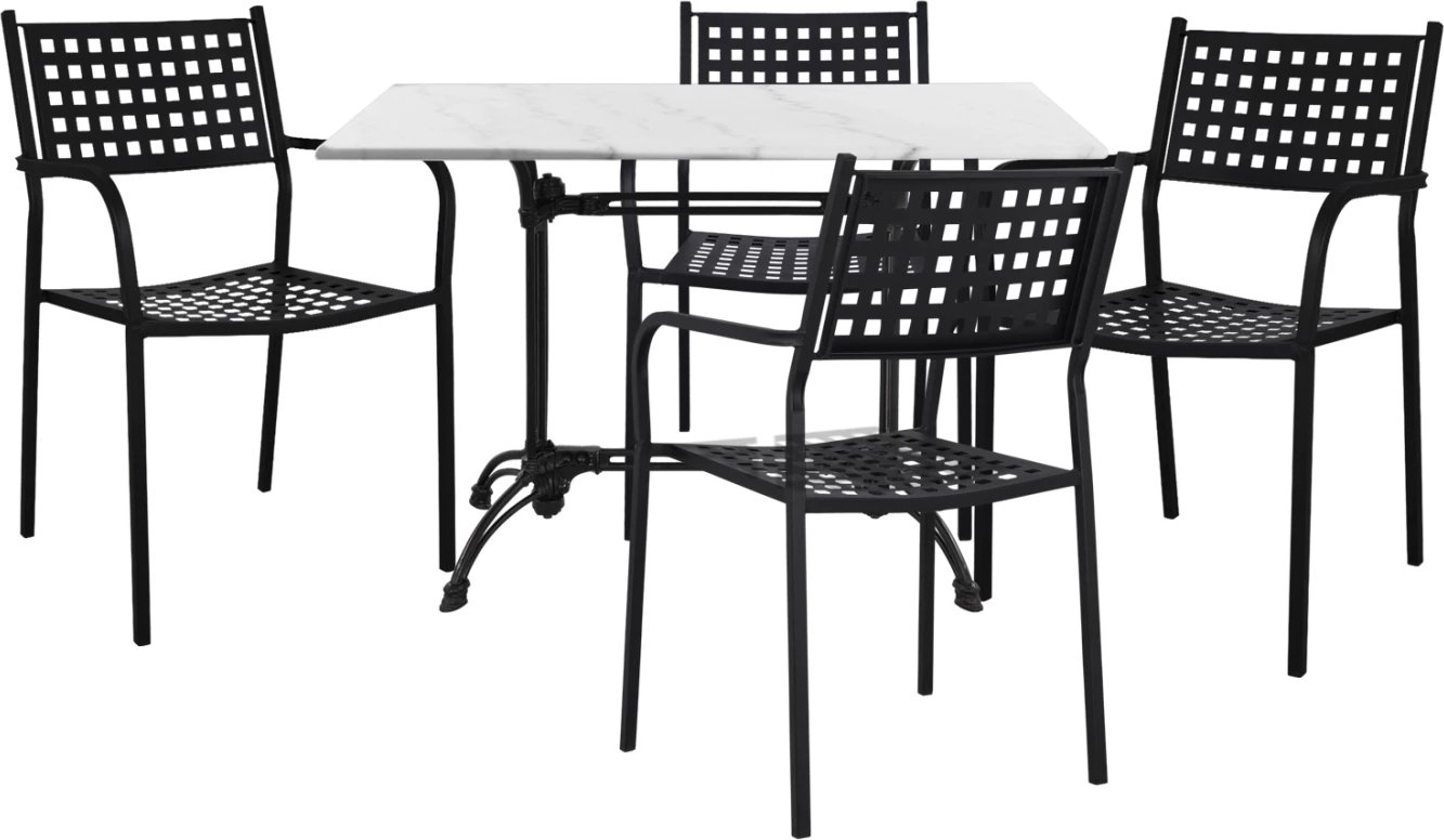 Set kopshti tavolinë & karrige FH11717, 5 pjesë, mermer/të zeza
