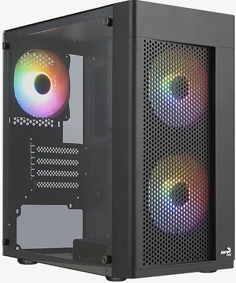 Kasë AeroCool Hexform TG FRGB, Mini Tower, Micro ATX/Mini ITX, e zezë Kasë AeroCool Hexform TG FRGB, Mini Tower, Micro ATX/Mini ITX, e zezë