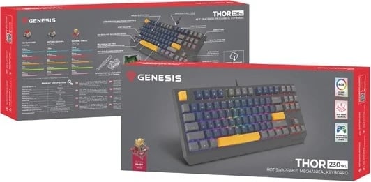 Tastaturë mekanike Genesis Thor 230 TKL, RGB, Outemu Panda, Naval Blue