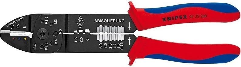 Vegël krimpimi KNIPEX 9722240, për prerje kabllosh, Blu