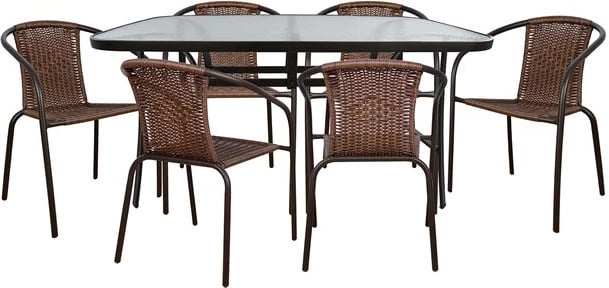 Set kopshti tavolinë & karrige FH5202, 7 pjesë, të kafta