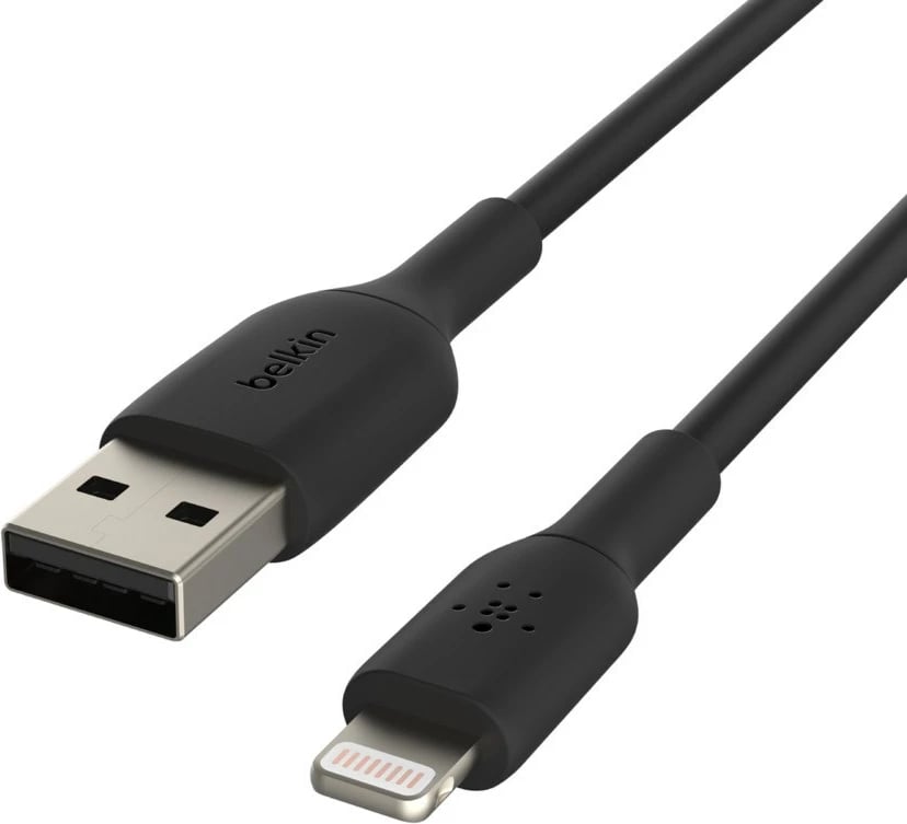 Kabllo Belkin PVC USB-A në Lightning, 1M, e Zezë