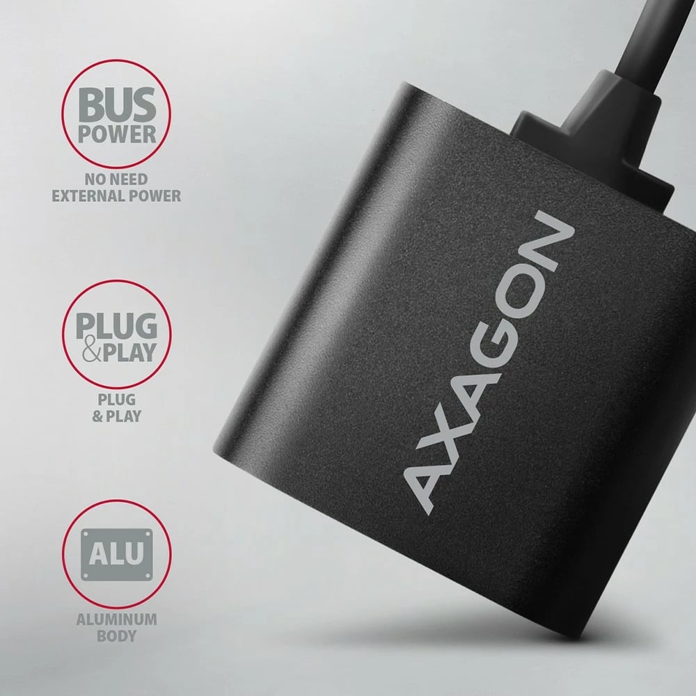 Kartë zanore e jashtme AXAGON ADA-12, USB 2.0, 48kHz/16-bit, metal, kabllo 15 cm, e zezë