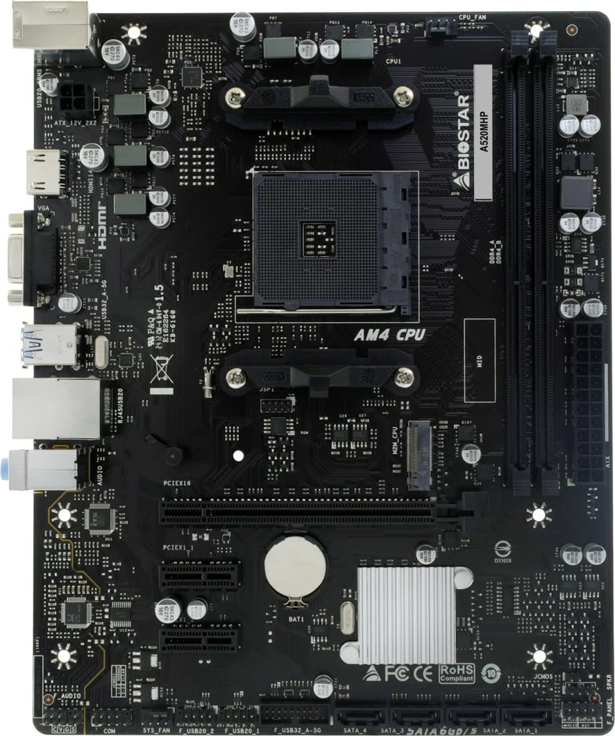 Pllakë amë Biostar A520MHP, AMD, Socket AM4, DDR4, 64 GB