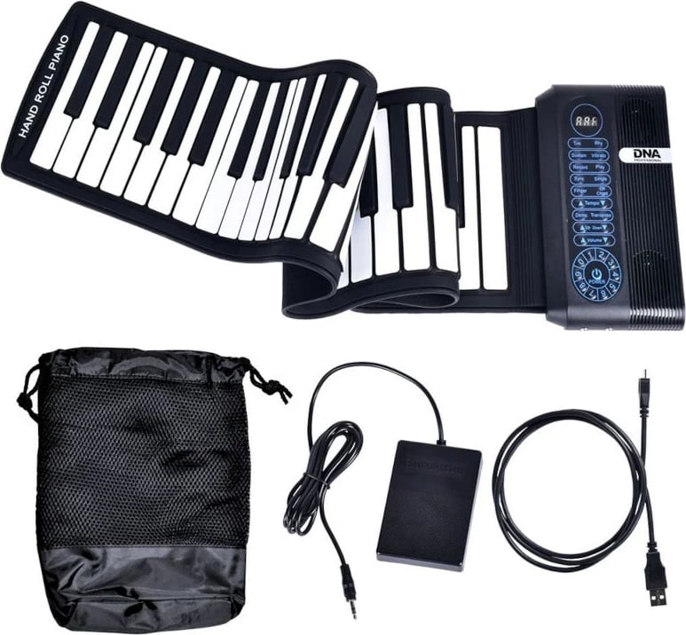 Piano portativ DNA ROLL 61, i palosshëm, i zi dhe bardhë