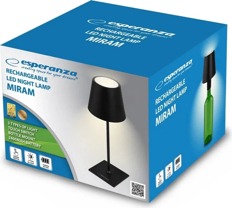 Llambë tavoline LED Esperanza ELD119K, 2400 mAh, e zezë