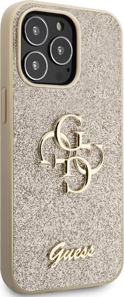 Mbështjellës Guess Glitter Script Big 4G për iPhone 13 Pro Max 6.7", Ari