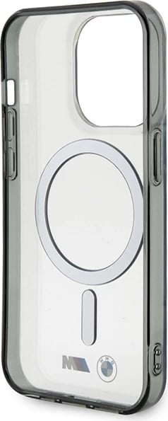 Mbështjellës BMW Silver Ring MagSafe për iPhone 15 Pro, transparent