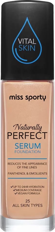 Fondatinë për femra Miss Sporty Naturally Perfect Hydrating Serum Foundation 25, 30ml