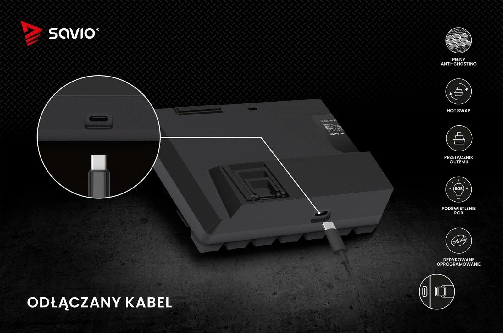 Tastierë mekanike Savio Blackout X2 OUTEMU Brown, 60%, ARGB, Hot Swap, e zezë