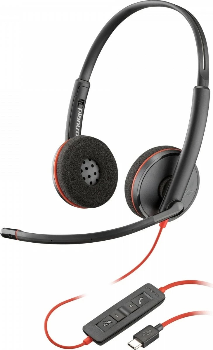 Kufje POLY Blackwire 3220, me mikrofon, USB-C/USB-A, Stereo, e zezë