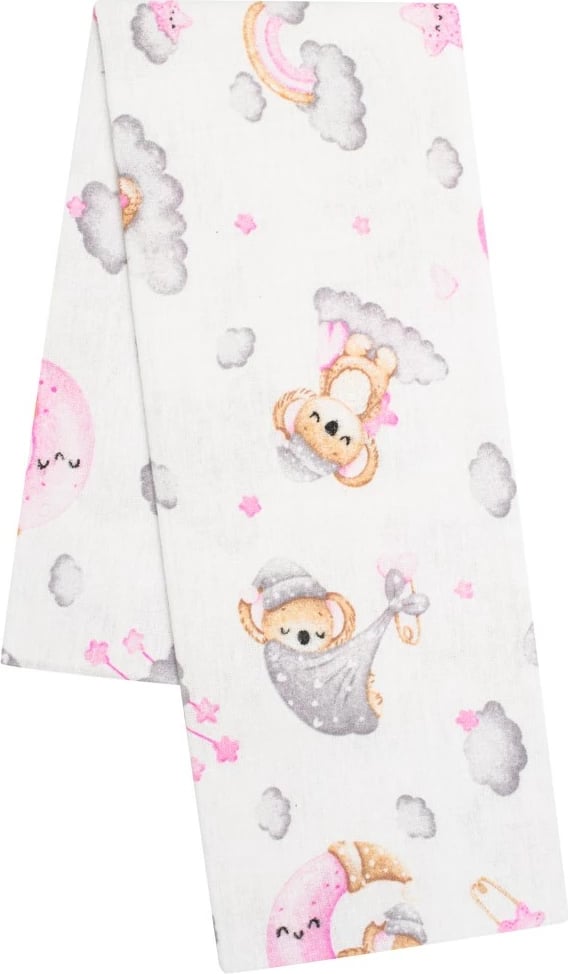 Pelenë flanel me print, NEW BABY, Koala, 70x80 cm, 100% pambuk, rozë
