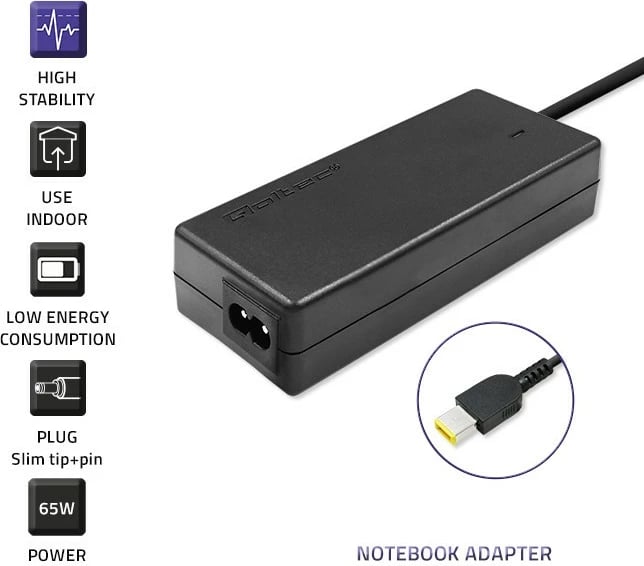 Furnizues energjie Qoltec 50053.65W.LEN për Lenovo, 65W, 20V, 3.25A, Slim Tip