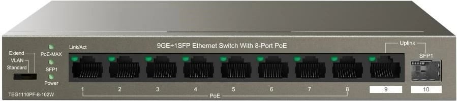 Switch Tenda TEG1110PF-8-120W, 8 porta Gigabit, PoE, i zi