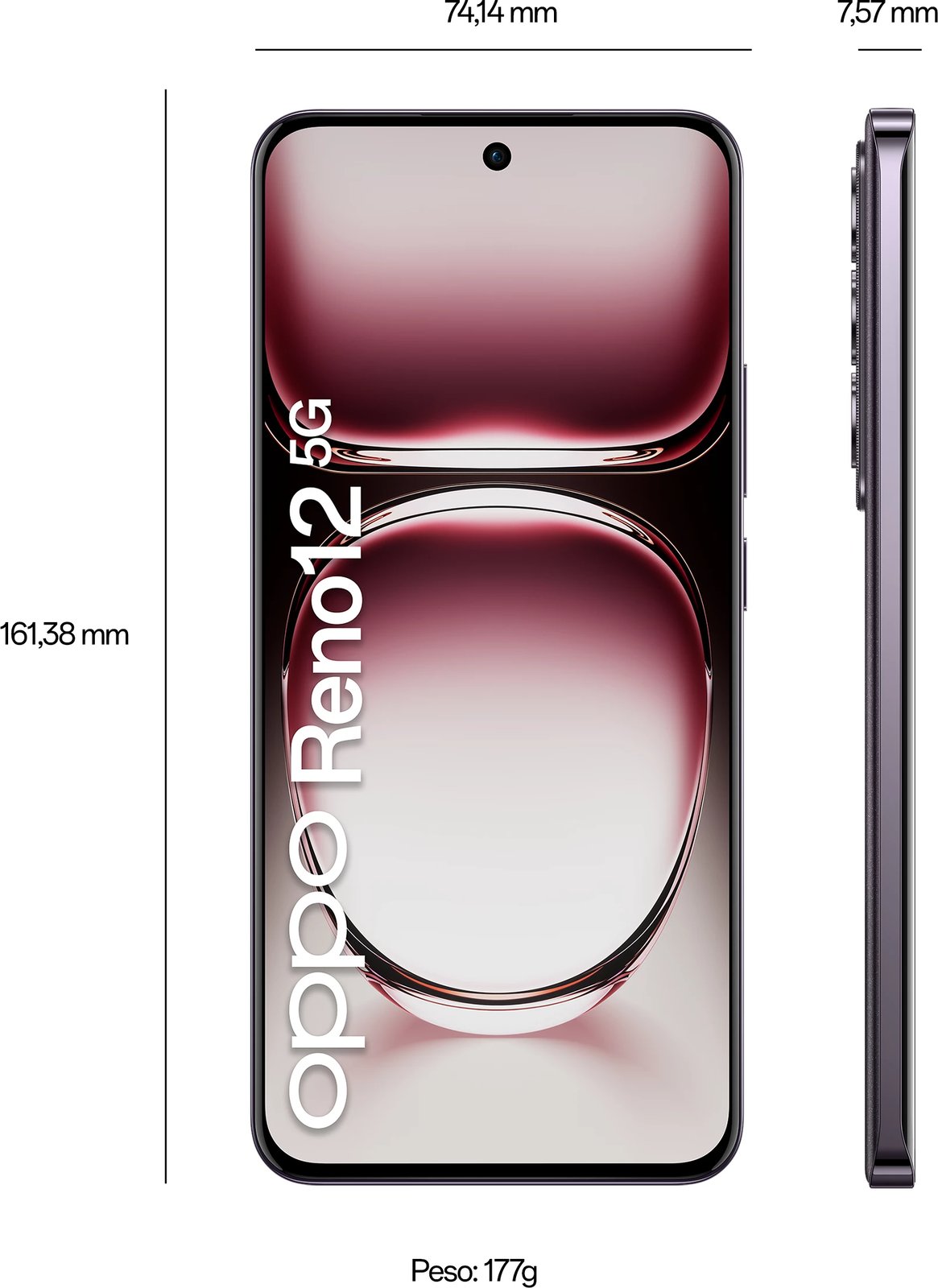 Celular OPPO Reno 12 12+256GB DS 5G, Black Brown