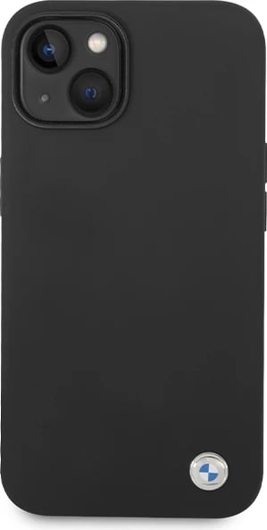 Mbështjellës BMW Silicone Metal Logo për iPhone 15/14/13, i zi