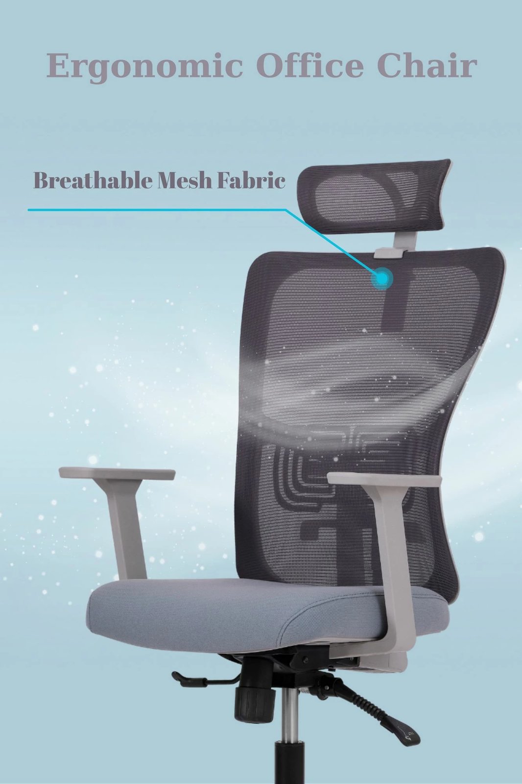 Karrige zyre ergonomike, ngjyrë gri, Skye Decor, 126 cm