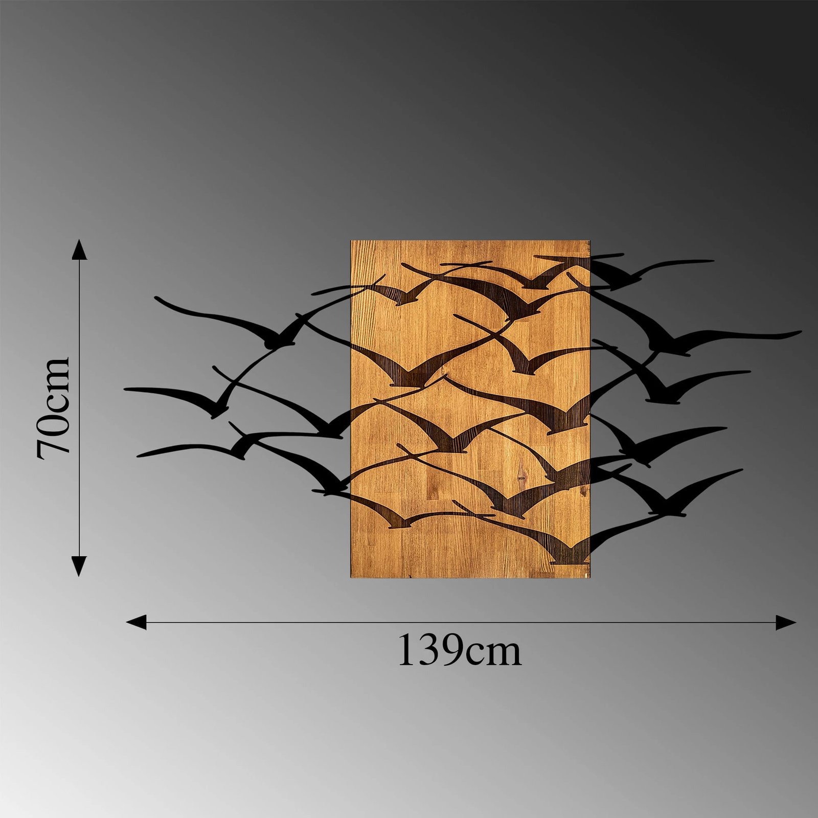 Aksesor dekorativ muri, dru dhe metal, ngjyrë arre/zezë, Wallity MA-313, 70x140cm