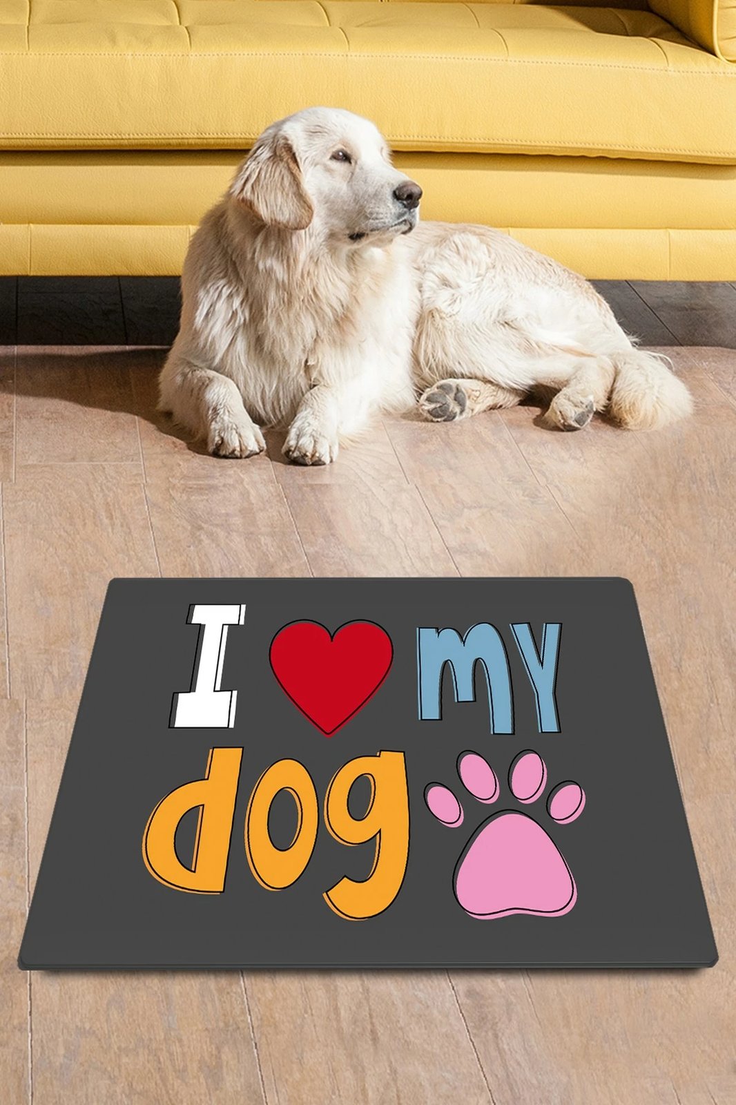 Tapet për mbeturina të maceve, dizajn 'I love my dog', shumëngjyrësh, 40x60cm