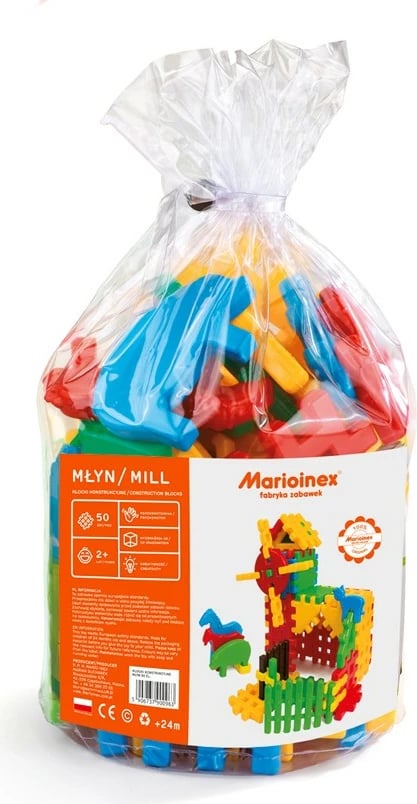 Set blloqesh ndërtimi Marioinex Waffle Mill, 50 pjesë, shumëngjyrëshe