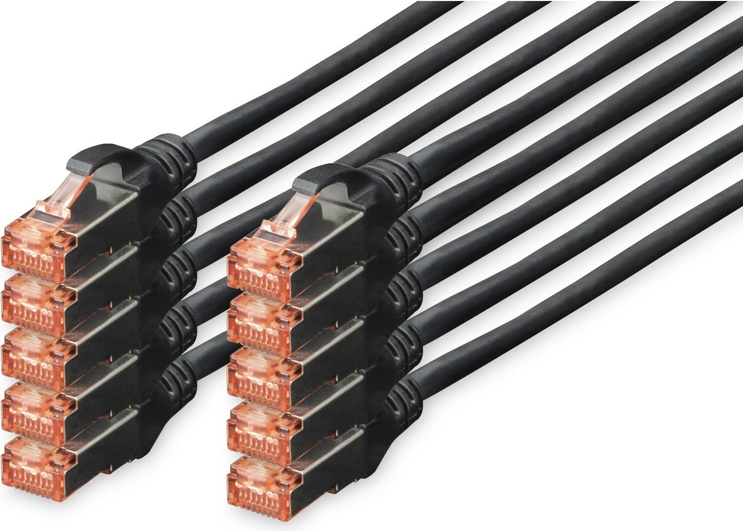 Kabllo rrjeti Digitus Cat6 S/FTP 5m, set 10 copë, RJ-45, e zezë