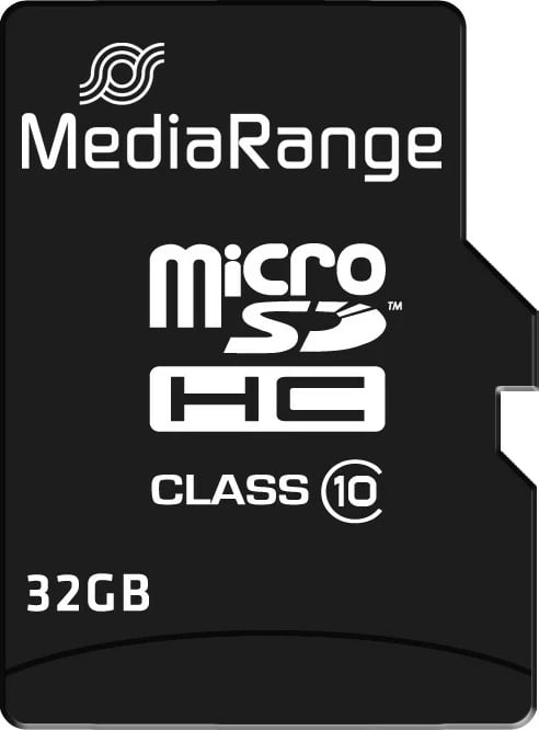 MicroSDHC kartelë MediaRange 32GB, Class 10, me adapter, e zezë