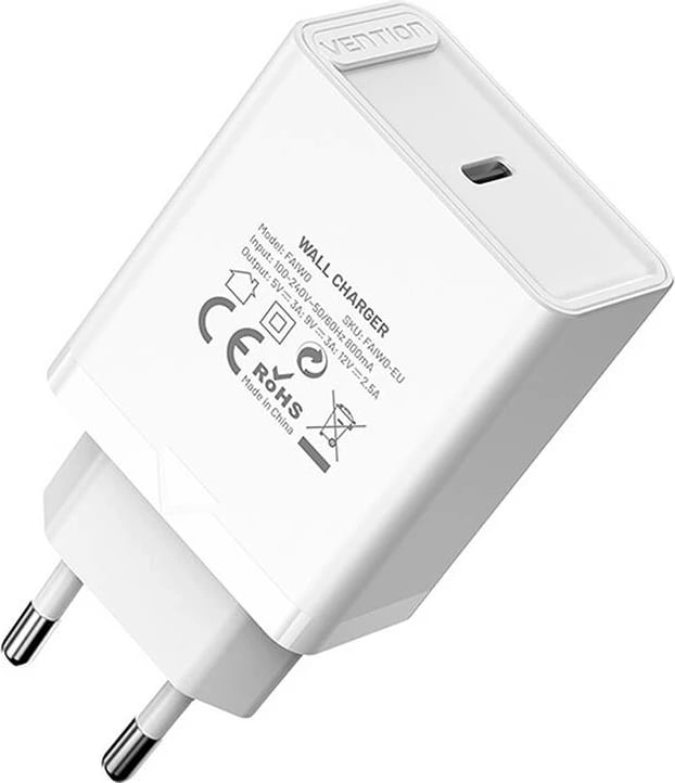 Karikues rrjeti Vention FAIW0-EU, USB-C, 30W, Bardhë