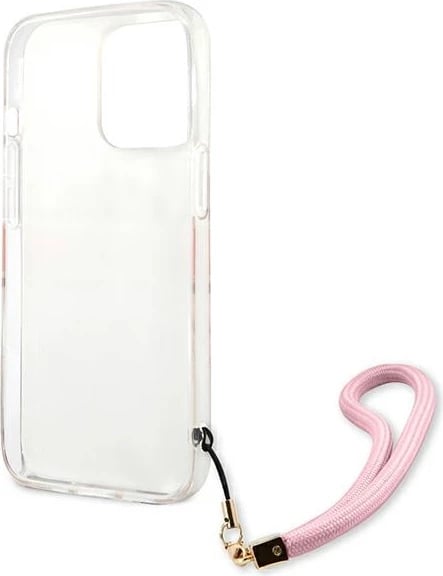 Mbështjellës Guess GUHCP13LKCABPI për iPhone 13/13 Pro 6.1", plastikë e fortë, kamuflazh, me varëse, rozë