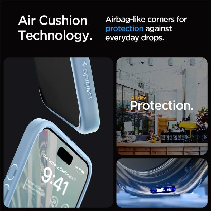Mbështjellës Spigen Ultra Hybrid për iPhone 15 Pro Max, Kaltër e lehtë