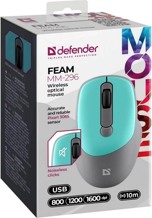Maus Defender FEAM MM-296 RF Silent, wireless, mint