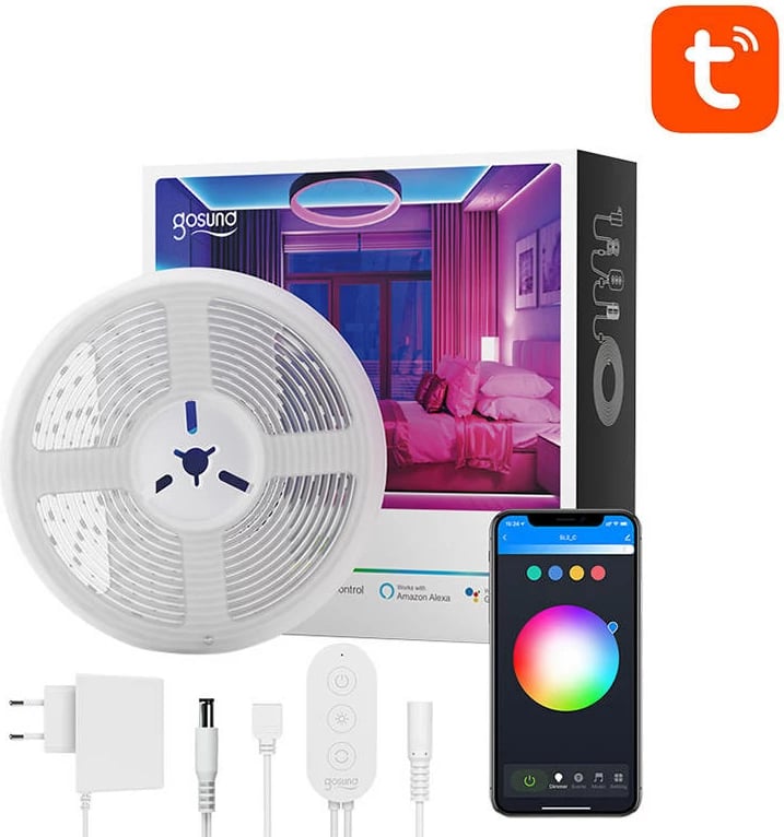 Shirit LED i mençur Gosund SL2, 5m, RGB, WiFi