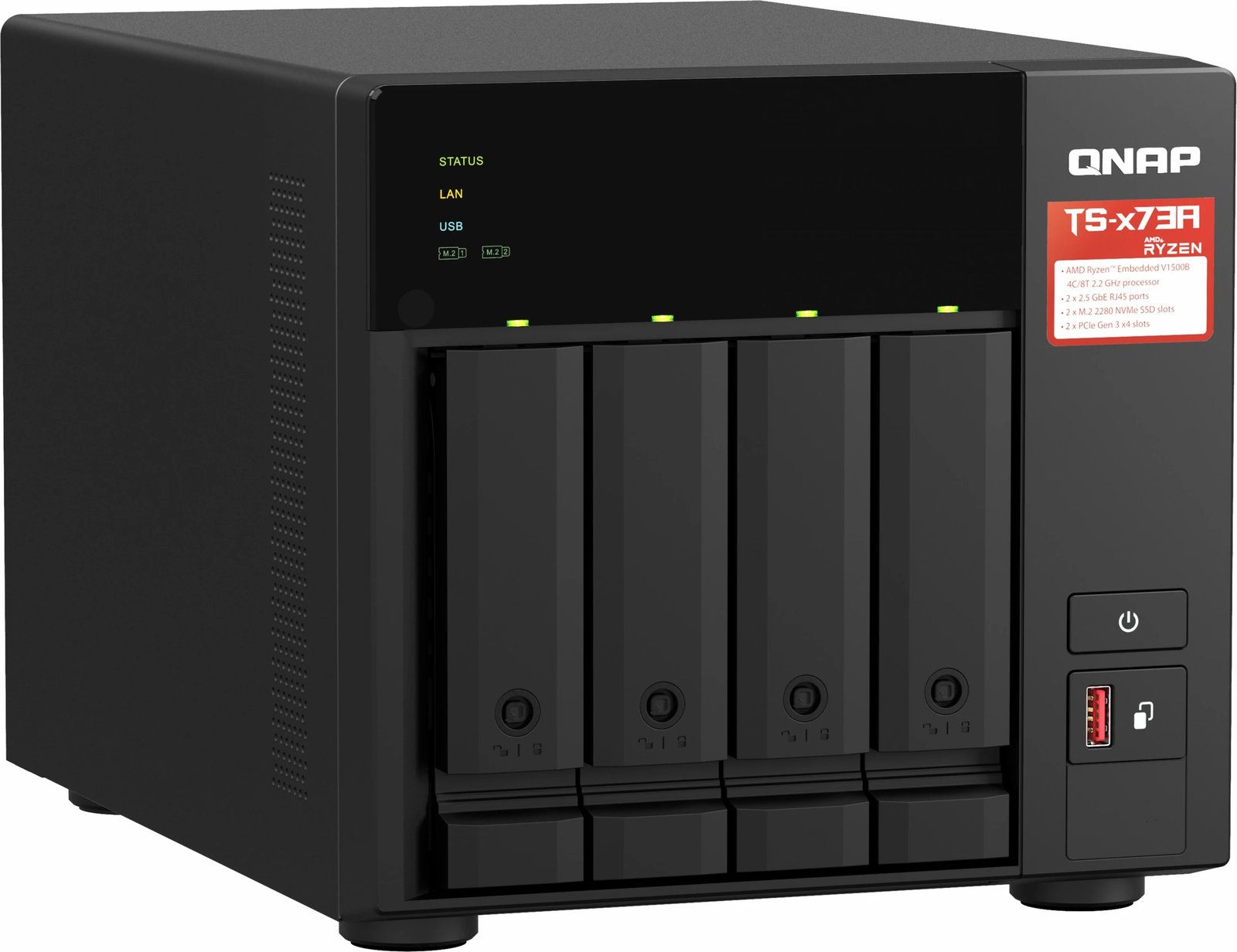 NAS QNAP TS-473A 4 bay Ryzen V1500B 8GB + Switch QSW-1105-ST 5 porta 2.5G