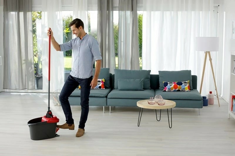 Mop i sheshtë Vileda Ultramat Turbo XL 161023, me kovë, 42 cm, Kuq e zi, set