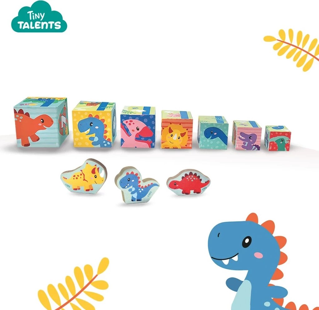 Set blloqesh druri për ndërtim SES Tiny Talents me figura dinozaurësh, për fëmijë