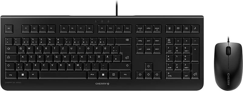 Tastierë dhe maus Cherry DC 2000, Full-size (100%), Wired, USB, QWERTZ, E zezë
