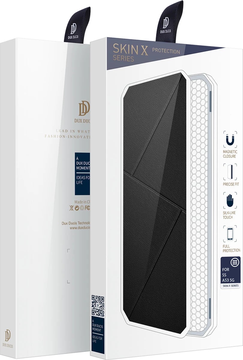 Mbështjellës Dux Ducis Skin X për Samsung Galaxy A73, me kapak dhe xhep, i zi Mbështjellës Dux Ducis Skin X për Samsung Galaxy A73, me kapak dhe xhep, i zi