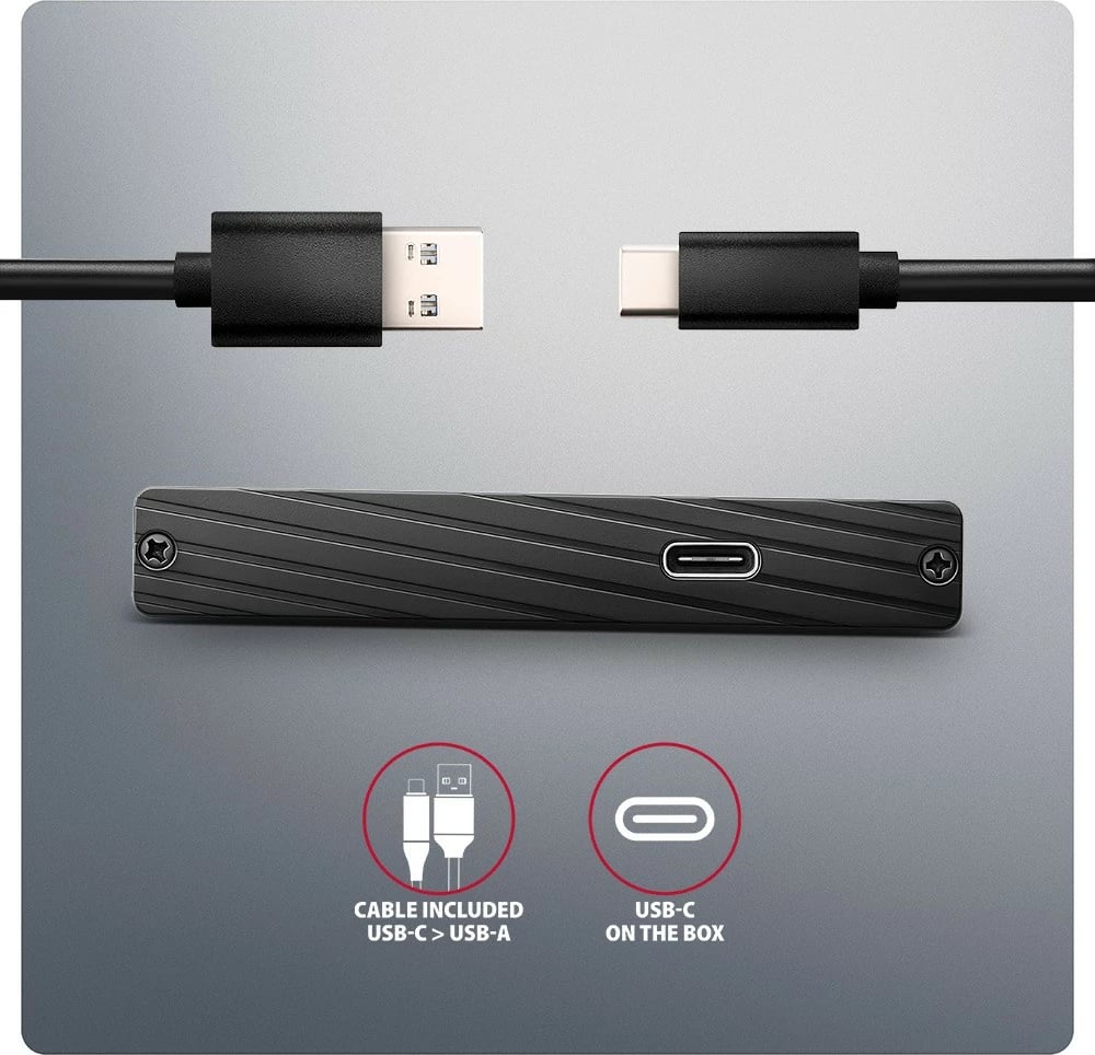 Kasë e jashtme AXAGON EE25-XA6C, 2.5", USB-C 3.2 Gen 1, Alumini, E zezë