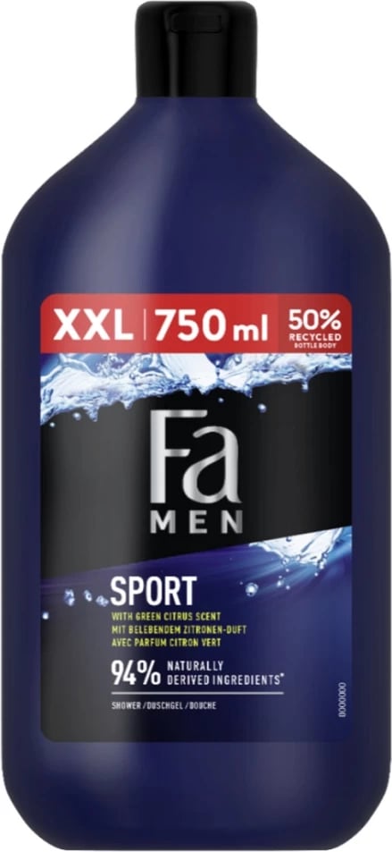 Xhel dushi 2-në-1 për meshkuj Fa Men Sport aromë citrus jeshil 750ml