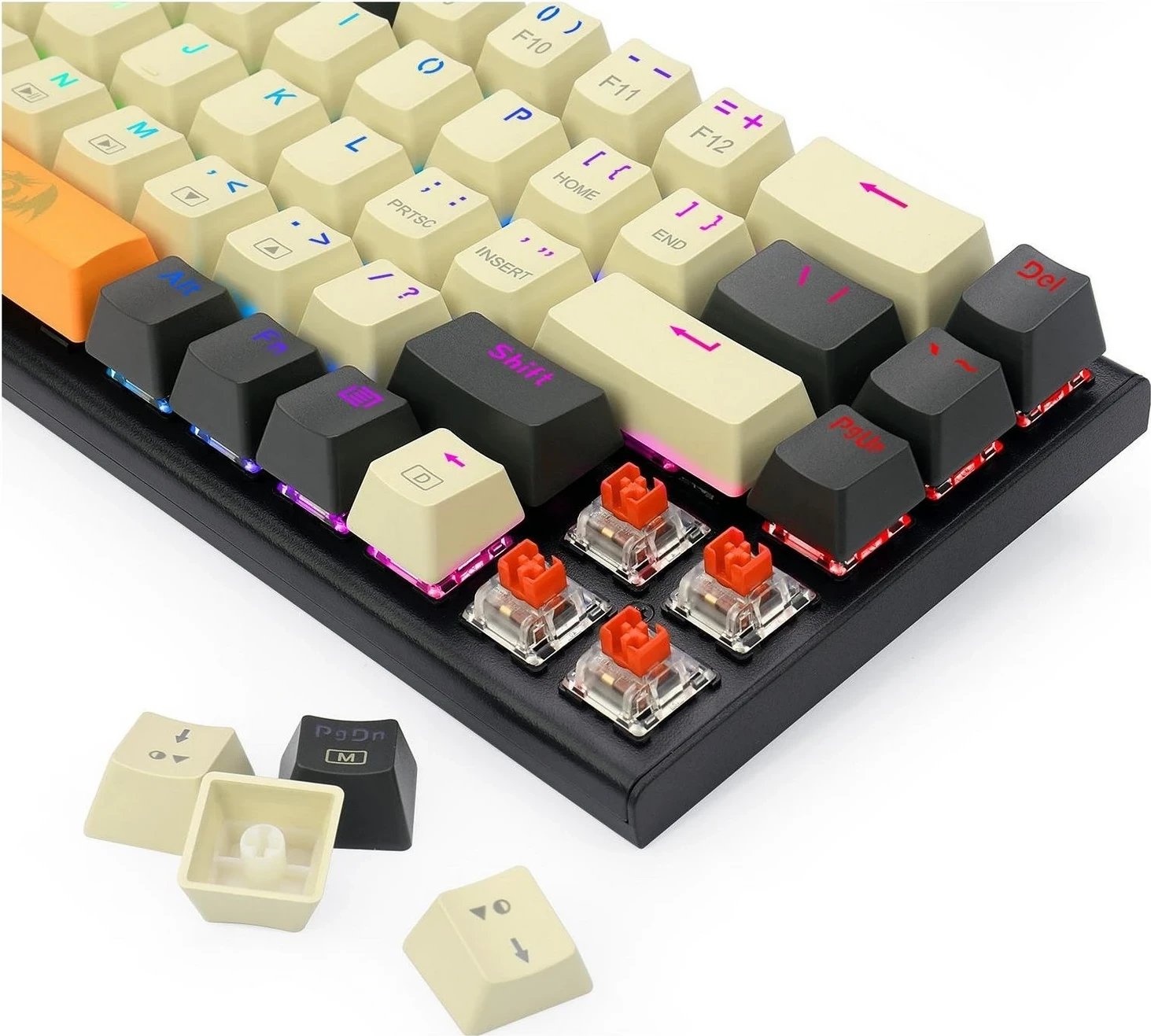 Tastierë mekanike Redragon K633CGO-RGB Ryze RGB, 61 taste, kafe